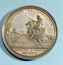 Medaille ter herdenking van de Slag aan de Boyne, 1690 (verguld zilver)